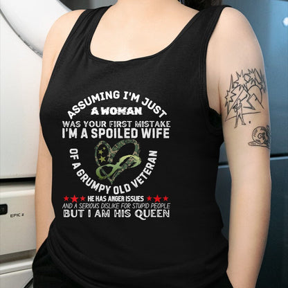 Best Wife Shirt, Wife and Husband Unisex T-Shirt/Hoodie/Sweatshirt HLT00 - Gift for wife T shirt, spoiled wife   Womens Husband Wife I'm A Spoiled Wife Of A Grumpy Old Veteran