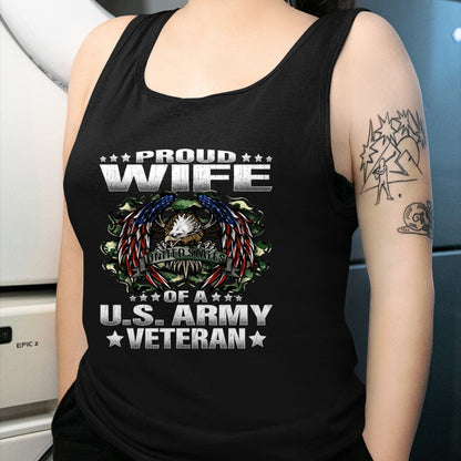 Best Wife Shirt, Wife and Husband Unisex T-Shirt/Hoodie/Sweatshirt HLT00 - Gift for wife T shirt, lucky wife   Proud Wife Of A US Army Veteran Military Vet's Spouse T-Shirt