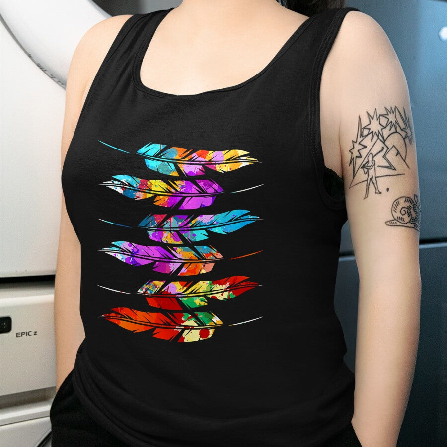 Native American T-Shirts, Vintage Native American Unisex T-Shirt/Hoodie/Sweatshirt HLT00 - Colorful Feathers American Indian Pride Native American