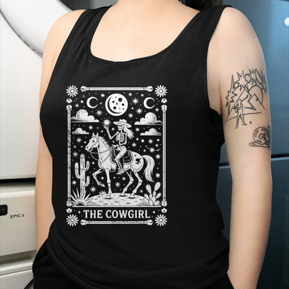 Best Horse Lover Shirt , Funny Horse UnisexT-Shirt/Hoodie/Sweatshirt HLT00 - Skeleton Cowgirl Riding Horse Tarot Card Gothic Halloween T-Shirt