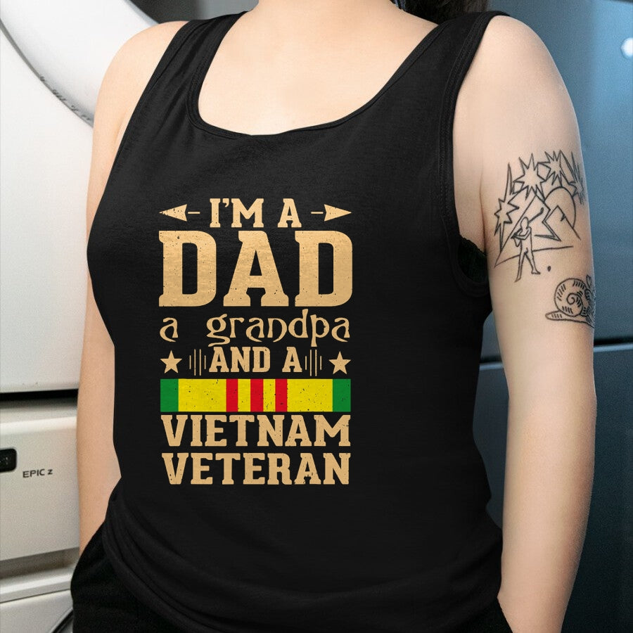 Gift for Dad Shirt, Funny Dad Unisex T-Shirt/Hoodie/Sweatshirt HLT00 – I_m A Dad Grandpa And A Vietnam Veteran Proud Veteran Father T-Shirt