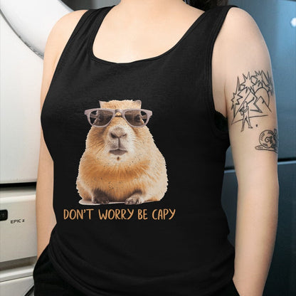 Cute Capybara Shirt, Funny Capybara Unisex T-Shirt/Hoodie/Sweatshirt HLT00 - Funny Graphic Don_t Worry Be Capy Capybara T-Shirt