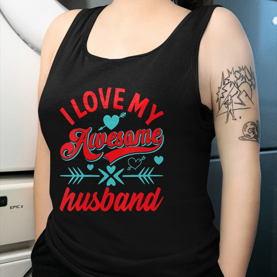 Best Wife Shirt, Wife and Husband Unisex T-Shirt/Hoodie/Sweatshirt HLT00 - Womens I Love My Awesome Husband Womens Husband Anniversary V-Neck T-Shirt