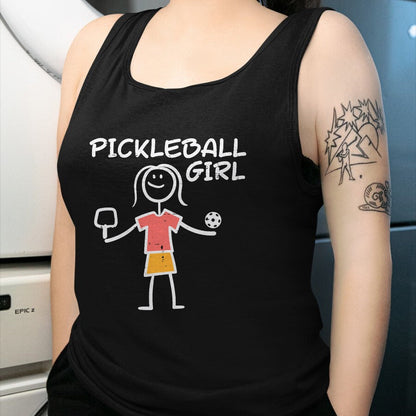 Funny Pickleball Shirt, Pickleball Lover Unisex T-Shirt/Hoodie/Sweatshirt HLT00 - Pickleball Girl Stickman Pickle Ball Women Girls Kids Youth T-Shirt