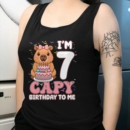 Cute Capybara Shirt, Funny Capybara UnisexT-Shirt/Hoodie/Sweatshirt HLT00 - 7 Years Old Capy Birthday to Me 7th Birthday Capybara Girl T-Shirt