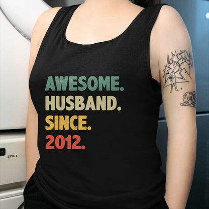 Best Wife Shirt, Wife and Husband Unisex T-Shirt/Hoodie/Sweatshirt HLT00 - 12th Wedding Anniversary Epic Awesome Husband Since 2012 Long Sleeve T-Shirt
