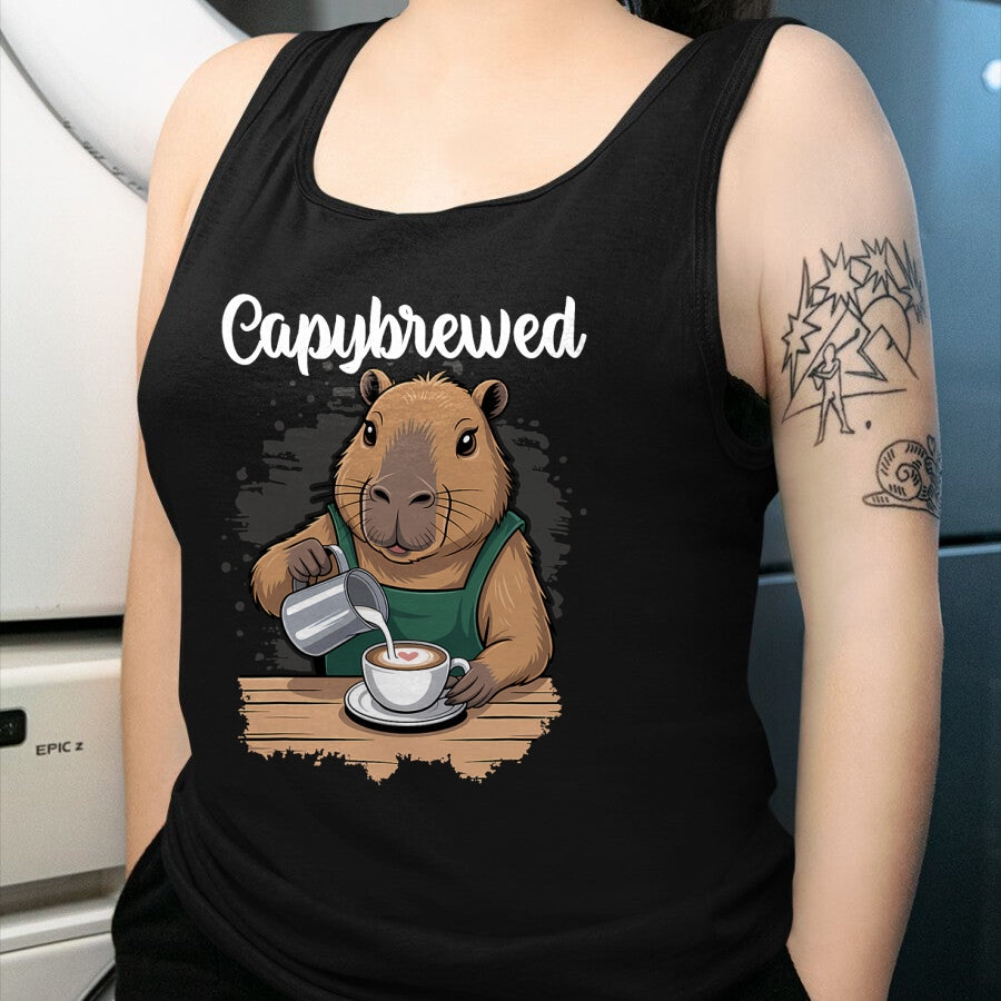 Cute Capybara Shirt, Funny Capybara Unisex T-Shirt/Hoodie/Sweatshirt HLT00 - Capybrewed Funny Capybara Barista Coffee Lover T-Shirt