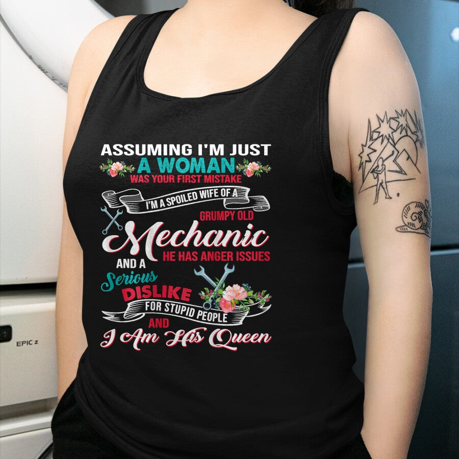 Best Wife Shirt, Wife and Husband Unisex T-Shirt/Hoodie/Sweatshirt HLT00 - Gift for wife T shirt, spoiled wife   I'm A Spoiled Wife Of A Grumpy Old Mechanic T-Shirt