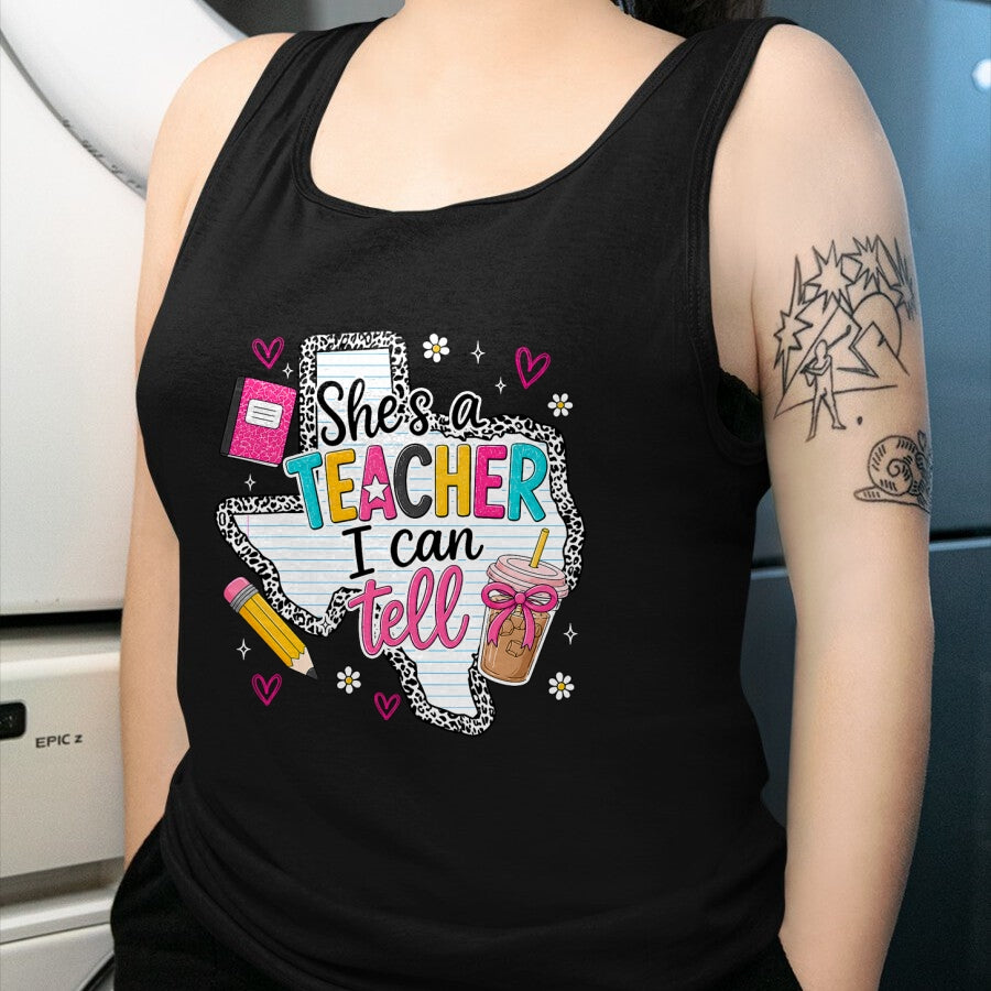 Best Teacher Shirt, Funny Teacher UnisexT-Shirt/Hoodie/Sweatshirt HLT00 - She's A Teacher I Can Tell Western Classroom Art T-Shirt