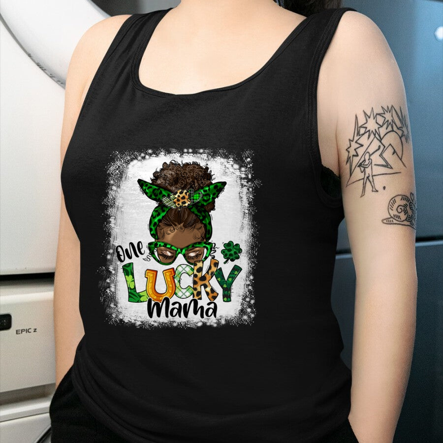 Gift for Mom Shirt, Funny Mom Unisex T-Shirt/Hoodie/Sweatshirt HLT00 - One Lucky Mama Mom Mother African American St Patrick's Day T-Shirt