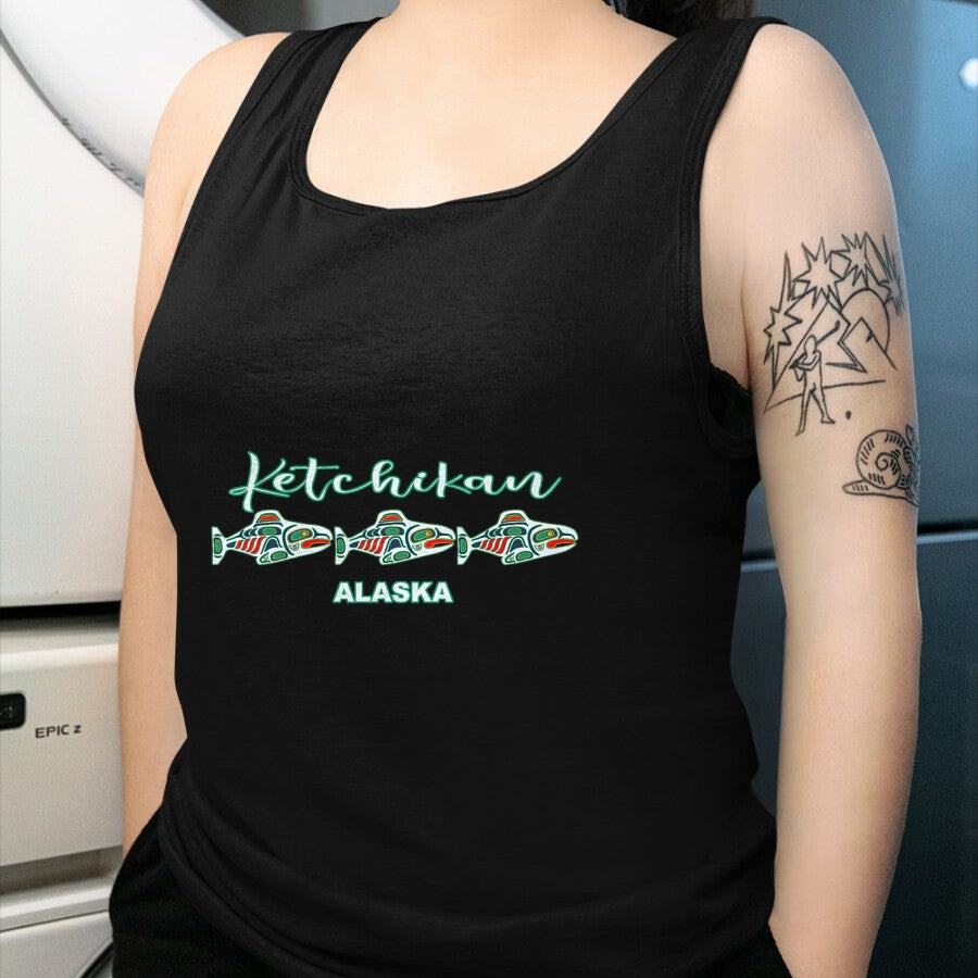 Native American T-Shirts, Vintage Native American Unisex T-Shirt/Hoodie/Sweatshirt HLT00 - Ketchikan Alaska Native Art Salmon Fishing Capital Souvenir