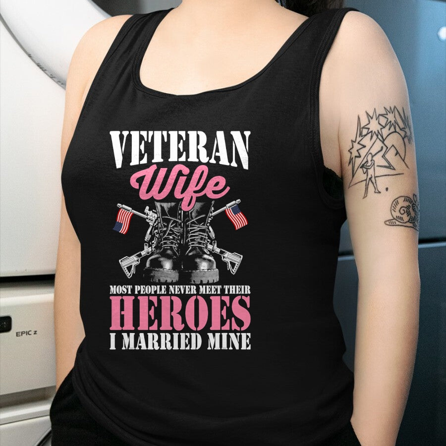 Proud Veteran Shirt, Funny Veteran UnisexT-Shirt/Hoodie/Sweatshirt HLT00 - Veteran Wife Married Mine Proud Military Veteran Husband T-Shirt