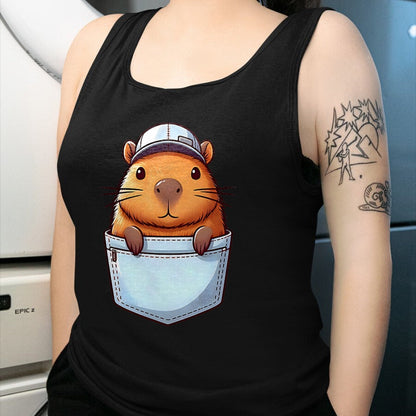 Cute Capybara Shirt, Funny Capybara Unisex T-Shirt/Hoodie/Sweatshirt HLT00 - Friendly Capybara in Pocket for Kids, Boys, Girls, Women Men T-Shirt