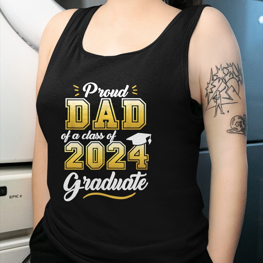 Gift for Dad Shirt, Funny Dad Unisex T-Shirt/Hoodie/Sweatshirt HLT00 – Proud Dad of a Class of 2024 Graduate Senior 24 Graduation T-Shirt