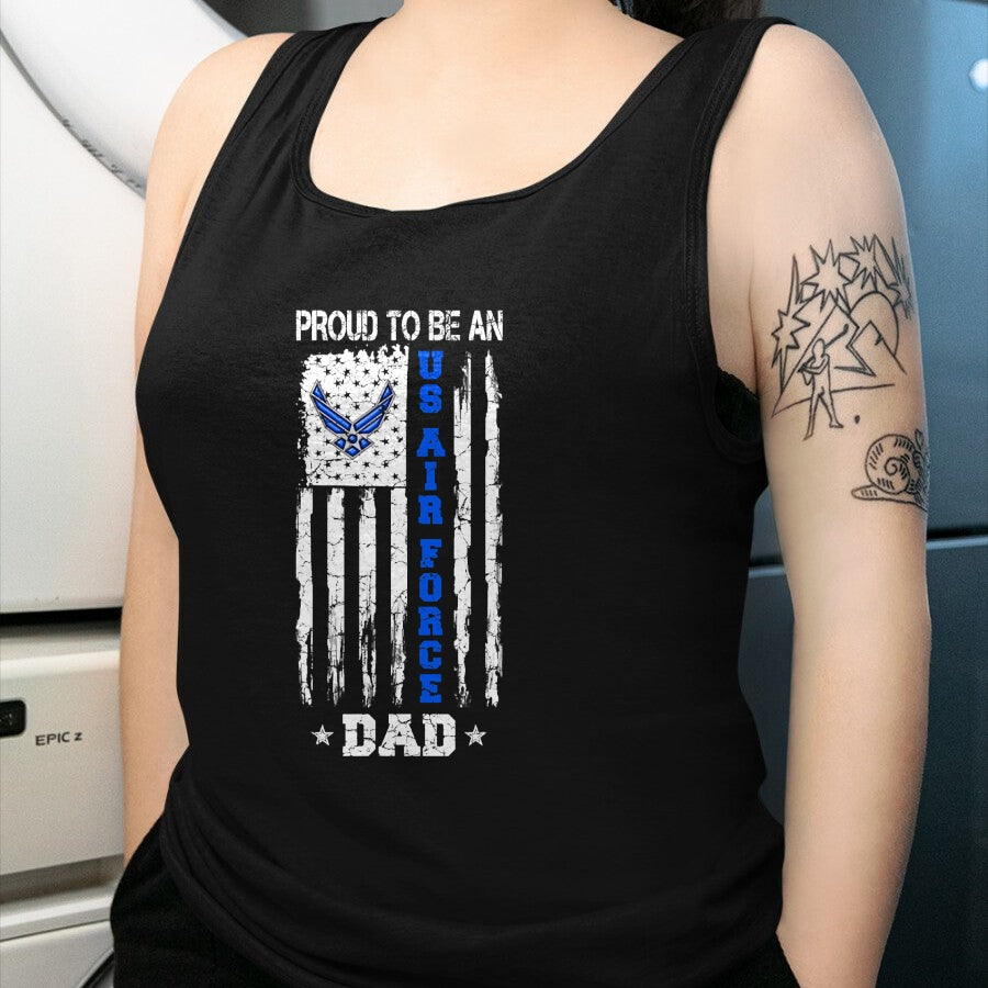 Gift for Dad Shirt, Funny Dad Unisex T-Shirt/Hoodie/Sweatshirt HLT00 – Vintage USA Flag Proud To Be An US Air Force Dad T-Shirt