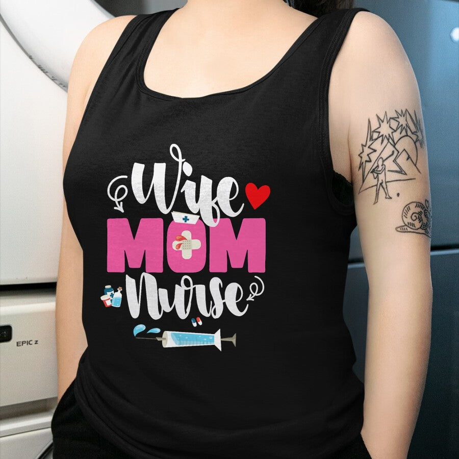 Funny Nurse Shirt, Nurse Unisex T-Shirt/Hoodie/Sweatshirt HLT00 - Wife Mom Nurse Funny Mother's Day Mom Nurse Wife T-Shirt