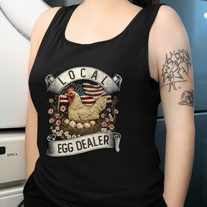 Best Farmer Life Shirt, Funny Farmer UnisexT-Shirt/Hoodie/Sweatshirt HLT00 - Local Egg Dealer  Farm Chicken with American Flag Farmer T-Shirt
