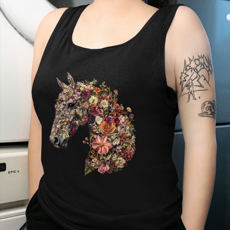 Best Horse Lover Shirt , Funny Horse UnisexT-Shirt/Hoodie/Sweatshirt HLT00 - Horse Lover Gifts Floral Horse T-Shirt - Unisex-Adult, Classic Fit, Black, Small, Short Sleeve, Cott