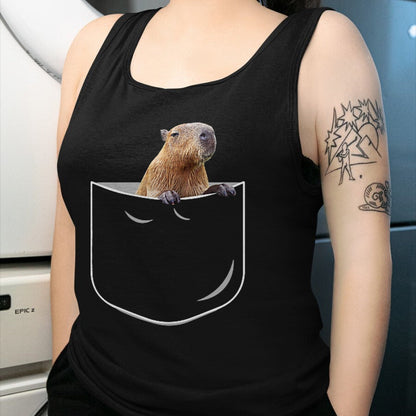Cute Capybara Shirt, Funny Capybara Unisex T-Shirt/Hoodie/Sweatshirt HLT00 - Pocket Capybara Funny Capybara in Pocket Gift T-Shirt