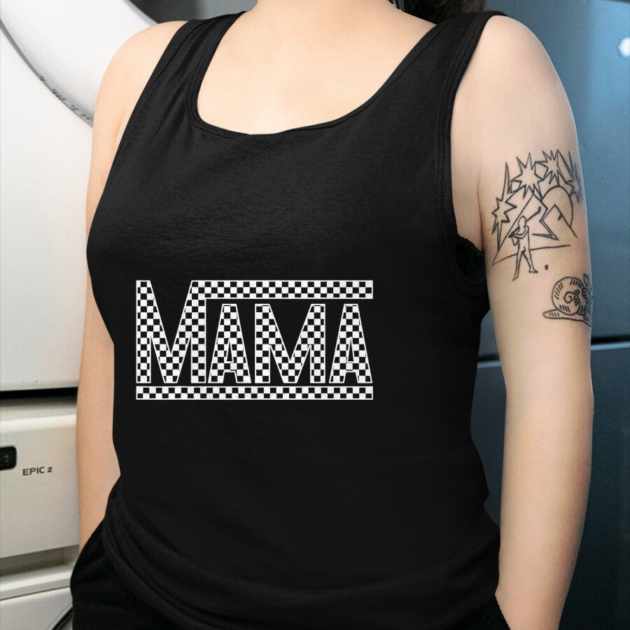 Gift for Mom Shirt, Funny Mom Unisex T-Shirt/Hoodie/Sweatshirt HLT00 - Funny Checkered Mama Black White Gift Women T-Shirt