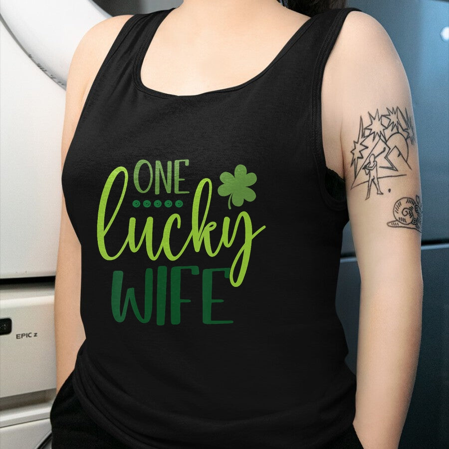 Best Wife Shirt, Wife and Husband Unisex T-Shirt/Hoodie/Sweatshirt HLT00 - Gift for wife T shirt, lucky wife   Womens One Lucky Wife Irish Shamrock Happy St Patricks Day Women (1)
