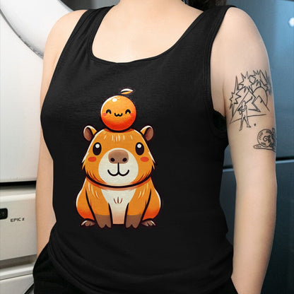 Cute Capybara Shirt, Funny Capybara Unisex T-Shirt/Hoodie/Sweatshirt HLT00 - Kawaii Capybara Orange Long Sleeve T-Shirt