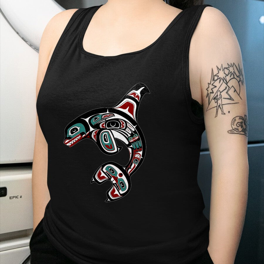 Native American T-Shirts, Vintage Native American Unisex T-Shirt/Hoodie/Sweatshirt HLT00 - Orca Killer Whale Pacific Northwest Alaska Native American