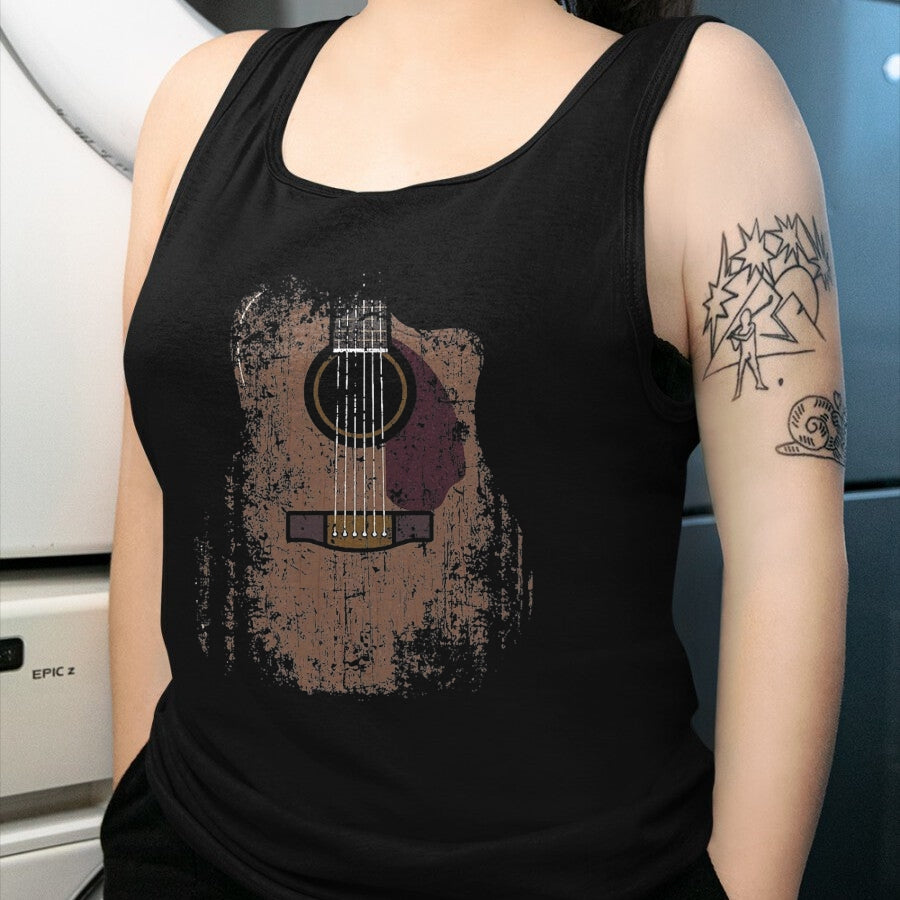 Guitar Lover Shirt, Funny Guitar UnisexT-Shirt/Hoodie/Sweatshirt HLT00 - Distressed Acoustic Guitar Vintage Player Rock & Roll Music T-Shirt, Men, Black, 3X-Large