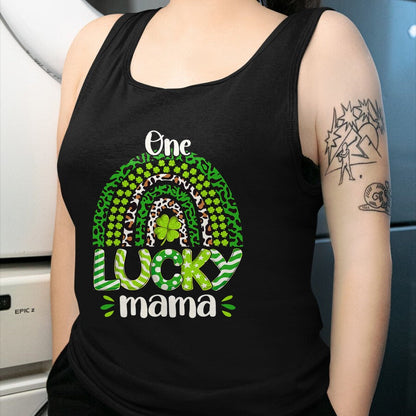 Gift for Mom Shirt, Funny Mom Unisex T-Shirt/Hoodie/Sweatshirt HLT00 - One Lucky Mom Irish Rainbow Leopard St Patricks Day T-Shirt