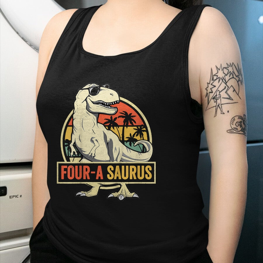 Best Dinosaur Lover Shirt, Funny Dinosaur UnisexT-Shirt/Hoodie/Sweatshirt HLT00 - Four a Saurus Birthday T Rex 4 Year Old Dino 4th Dinosaur T-Shirt