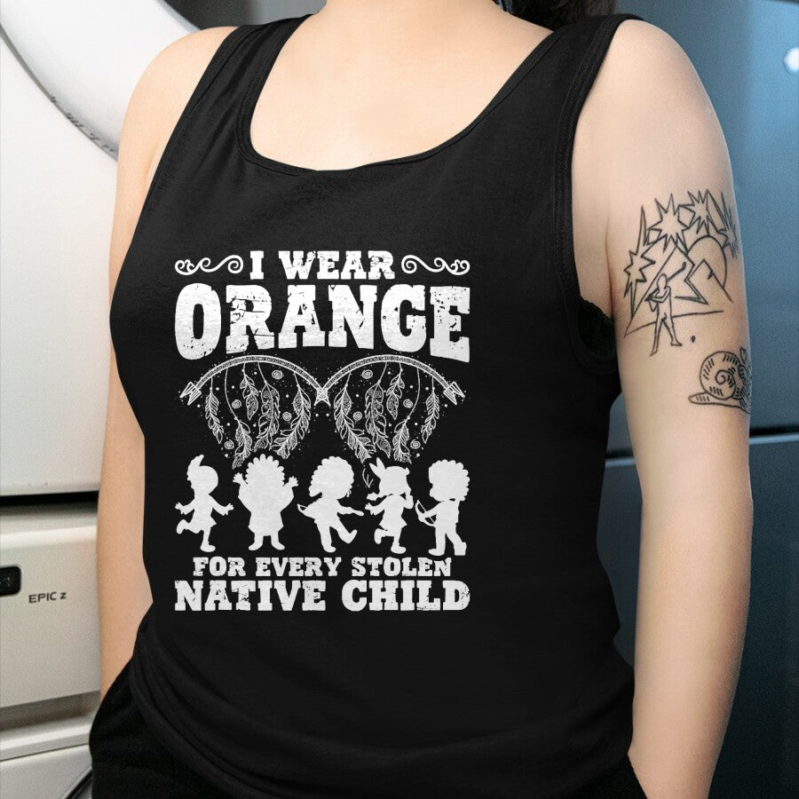 Native American T-Shirts, Vintage Native American Unisex T-Shirt/Hoodie/Sweatshirt HLT00 - Indian Pride Native American Orange For Native Child
