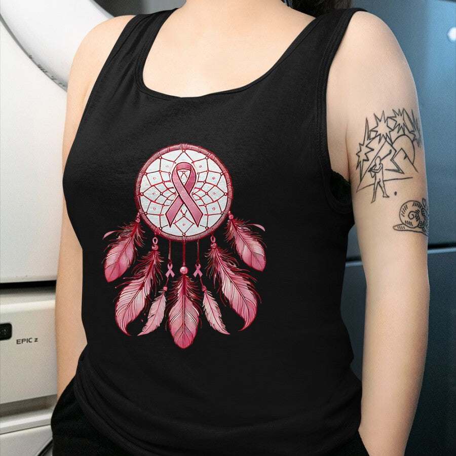 Native American T-Shirts, Vintage Native American Unisex T-Shirt/Hoodie/Sweatshirt HLT00 - Pink Ribbon Native Indian DreamCatcher Art Breast Cancer