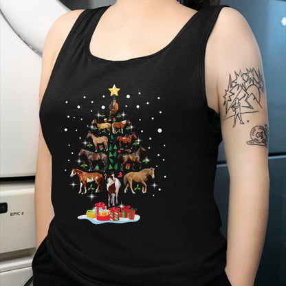 Best Horse Lover Shirt , Funny Horse UnisexT-Shirt/Hoodie/Sweatshirt HLT00 - Horse Tree Christmas Horses Xmas Gifts for Women Girls T-Shirt