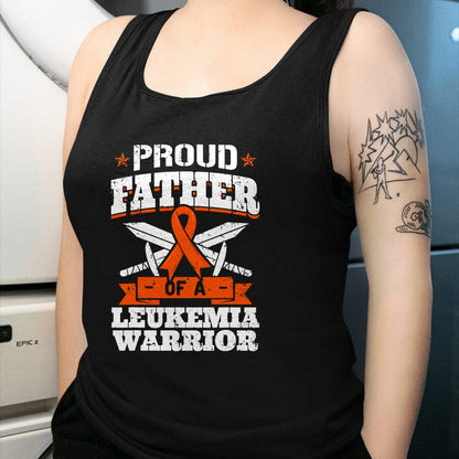 Gift for Dad Shirt, Funny Dad Unisex T-Shirt/Hoodie/Sweatshirt HLT00 – Proud Father Of A Leukemia Warrior Dad Awareness Ribbon T-Shirt