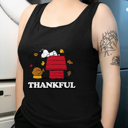 Best Thanksgiving Family Shirt , Funny Thanksgiving UnisexT-Shirt/Hoodie/Sweatshirt HLT00 - Peanuts - Snoopy Thankful Turkey with Fall Leaves T-Shirt