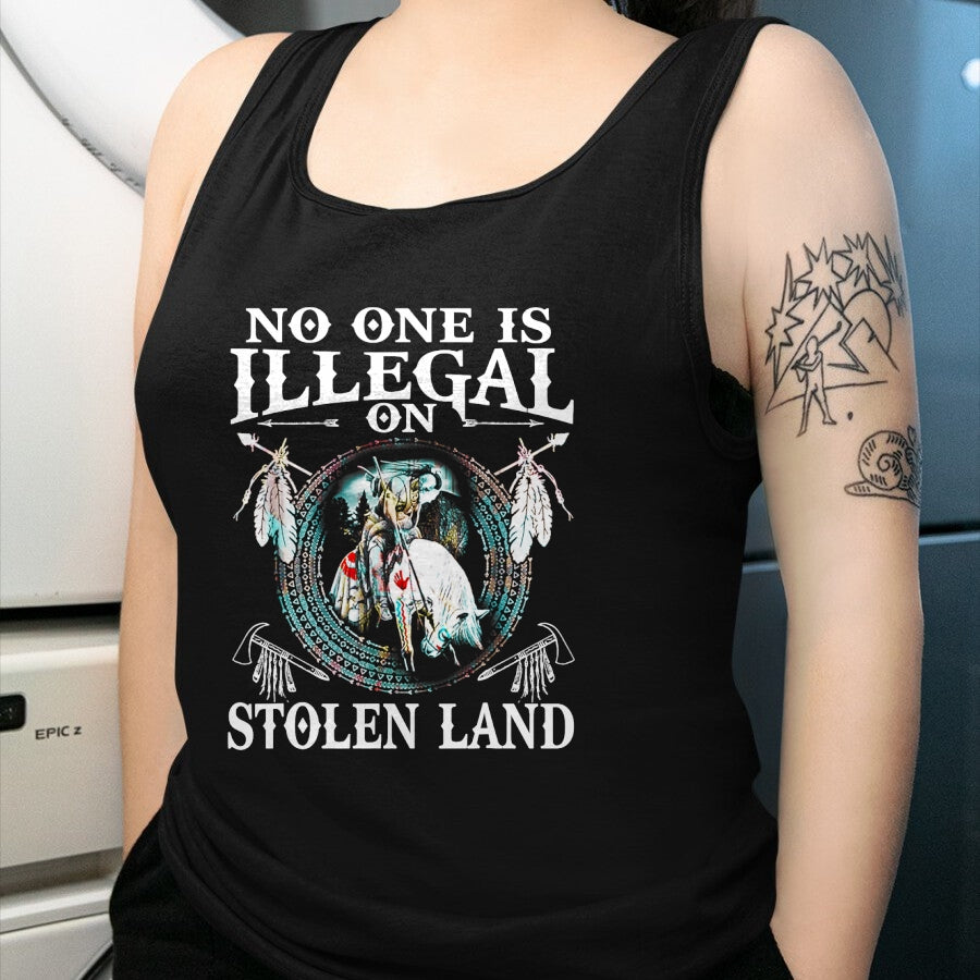 Native American T-Shirts, Vintage Native American Unisex T-Shirt/Hoodie/Sweatshirt HLT00 - No One Is Illegal on Stolen Land Gifts Native Americans