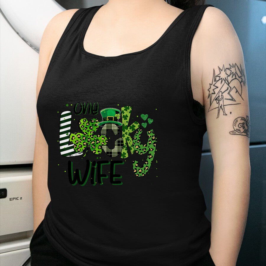 Best Wife Shirt, Wife and Husband Unisex T-Shirt/Hoodie/Sweatshirt HLT00 - Gift for wife T shirt, lucky wife   One Lucky Wife St Patricks Day Mom Mother Shamrock Leopard T-Shi