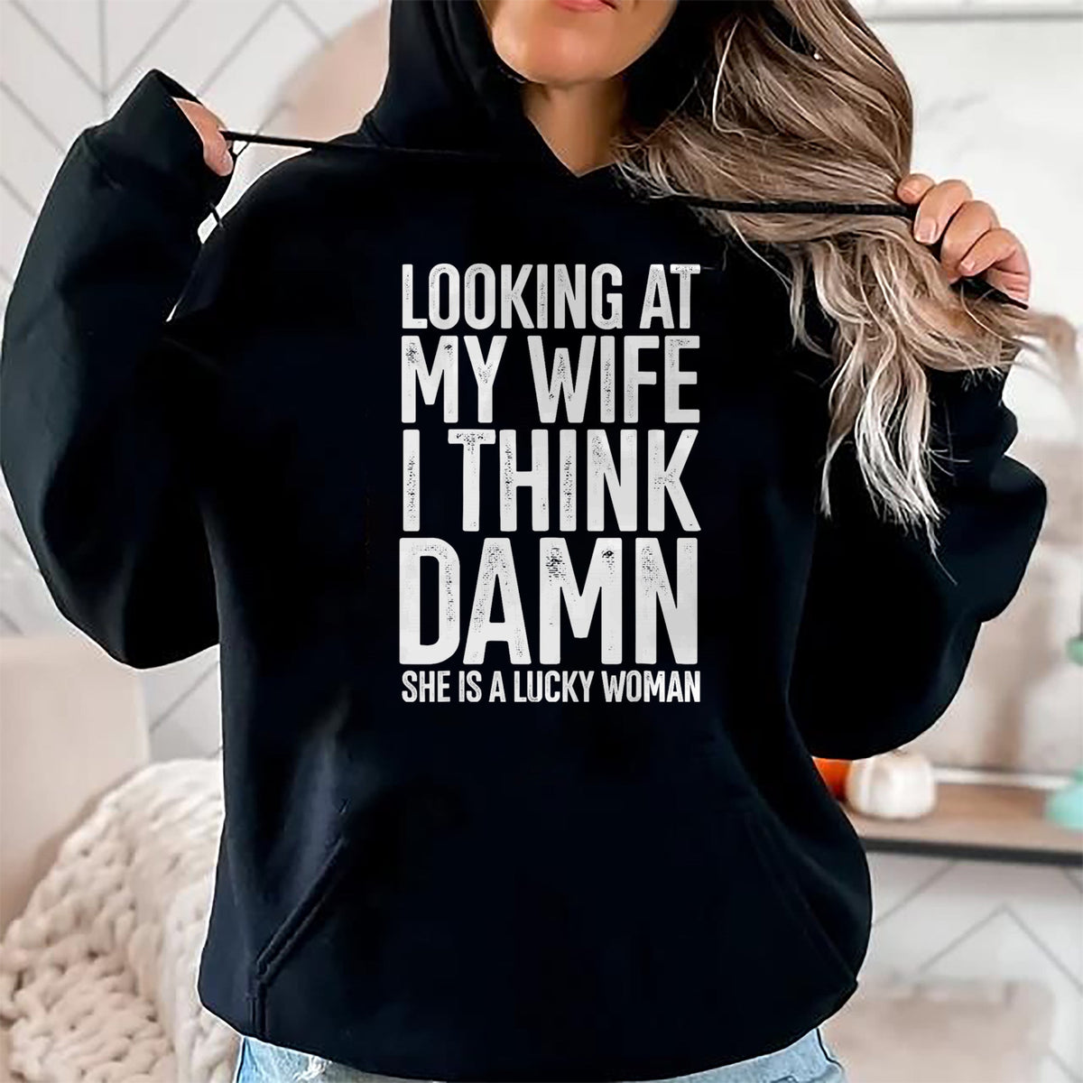 Best Wife Shirt, Wife and Husband Unisex T-Shirt/Hoodie/Sweatshirt HLT00 - Gift for wife T shirt, lucky wife   My Wife Is A Lucky Woman Wife Themed Gift Husbands Gift T-Shirt (1)
