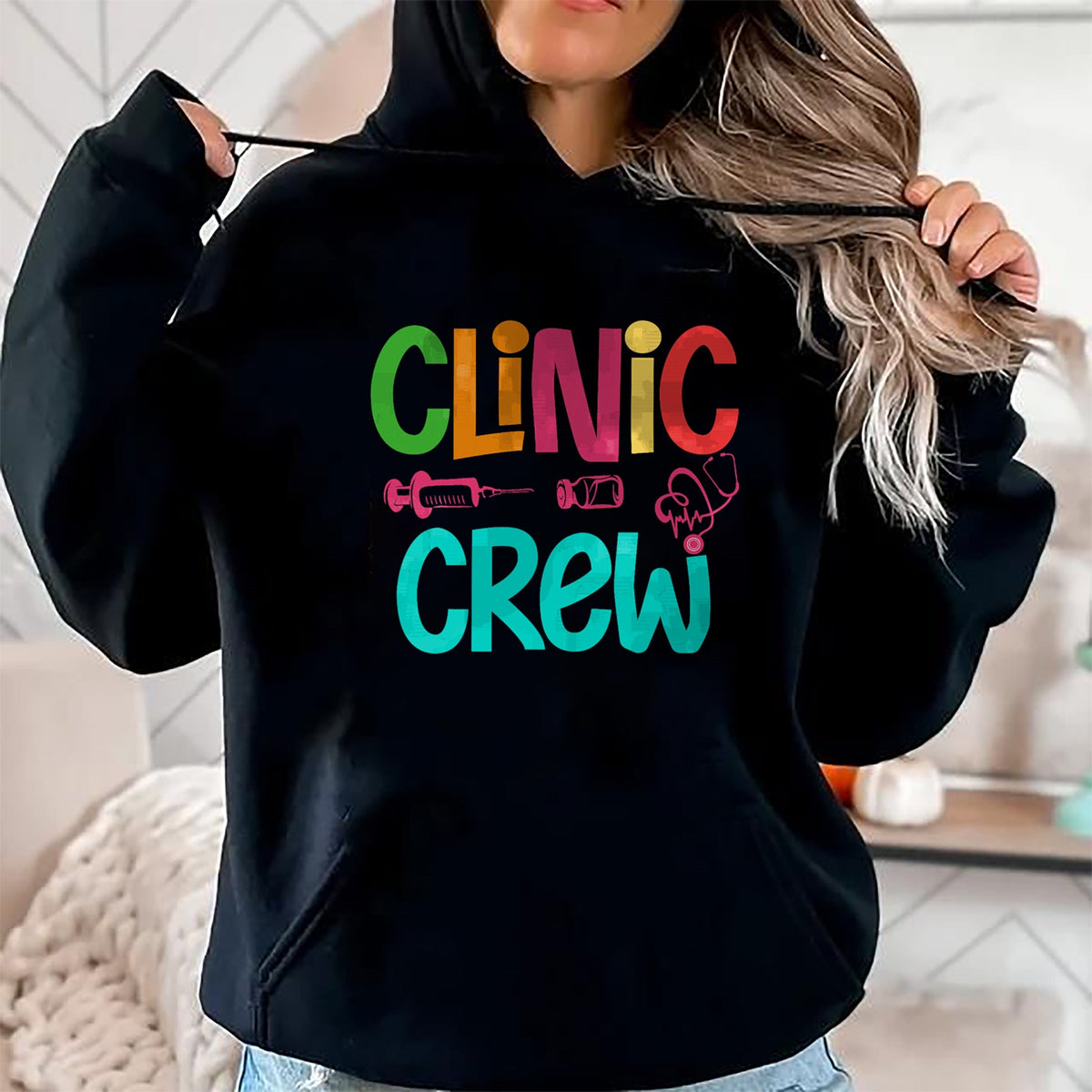 Funny Nurse Shirt, Nurse Unisex T-Shirt/Hoodie/Sweatshirt HLT00 - Retro Clinic Crew For School Nurse Crew Girl Women Mama Wife T-Shirt
