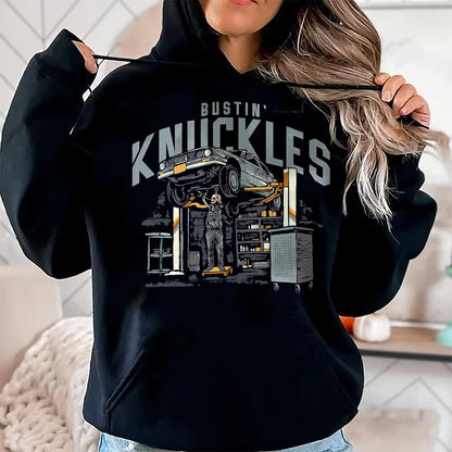 Best Mechanic Life Shirt, Funny Mechanic UnisexT-Shirt/Hoodie/Sweatshirt HLT00 - Bustin Knuckles Mechanic Front Print Graphic T-Shirt