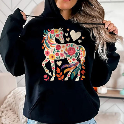 Best Horse Lover Shirt , Funny Horse UnisexT-Shirt/Hoodie/Sweatshirt HLT00 - Floral Horse Equestrian Western Cowgirl T-Shirt