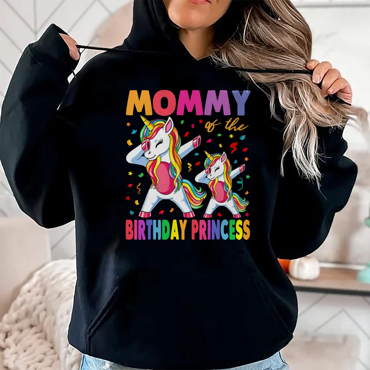 Gift for Mom Shirt, Funny Mom Unisex T-Shirt/Hoodie/Sweatshirt HLT00 - Mommy of the Birthday Princess Girl Dabbing Unicorn Mom T-Shirt