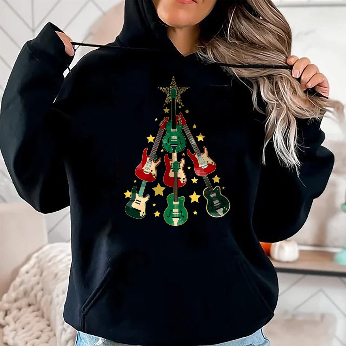 Guitar Lover Shirt, Funny Guitar UnisexT-Shirt/Hoodie/Sweatshirt HLT00 - Cool Guitar Christmas Tree Guitar Lovers Christmas Tree T-Shirt