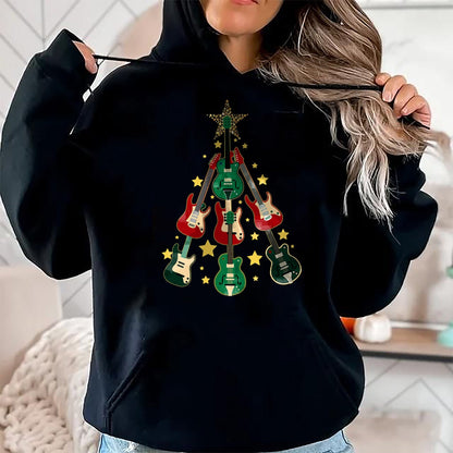 Guitar Lover Shirt, Funny Guitar UnisexT-Shirt/Hoodie/Sweatshirt HLT00 - Cool Guitar Christmas Tree Guitar Lovers Christmas Tree T-Shirt