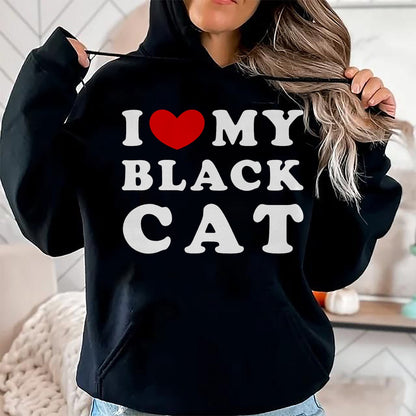 Cat Love Shirt, Funny Cat Lover Gift UnisexT-Shirt/Hoodie/Sweatshirt HLT00 - I Love My Black Cat, I Heart My Black Cat T-Shirt