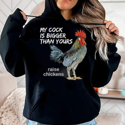 Best Farmer Life Shirt, Funny Farmer UnisexT-Shirt/Hoodie/Sweatshirt HLT00 - My Cock (Rooster) is Bigger than Yours Funny Chicken Farmer T-Shirt