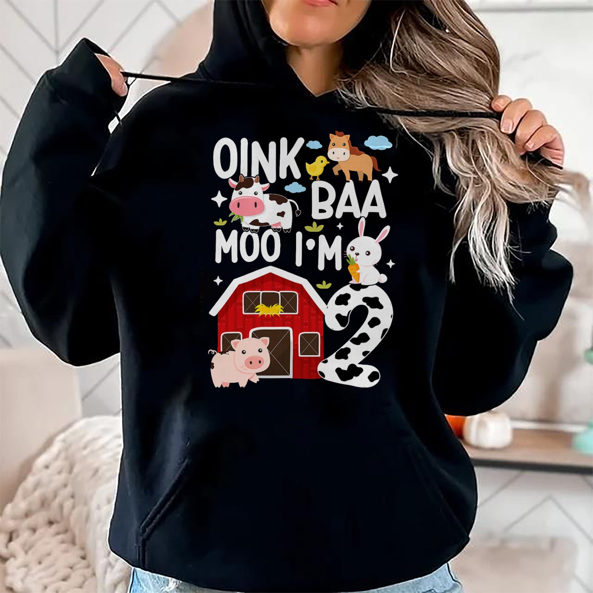 Best Farmer Life Shirt, Funny Farmer UnisexT-Shirt/Hoodie/Sweatshirt HLT00 - Oink Baa Moo I'm 2 Farm Theme Birthday 2 Year Old Party T-Shirt