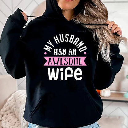 Best Wife Shirt, Wife and Husband Unisex T-Shirt/Hoodie/Sweatshirt HLT00 - My Husband Has An Awesome Wife Saint Valentine's Day Long Sleeve T-Shirt