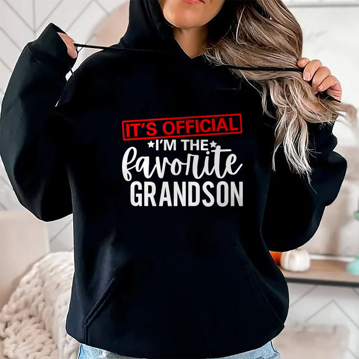 Best Grandpa Shirt, Proud Grandpa Unisex T-Shirt/Hoodie/Sweatshirt HLT00 - It's Official I'm The Favorite Grandson Kids Gifts Grandpa T-Shirt