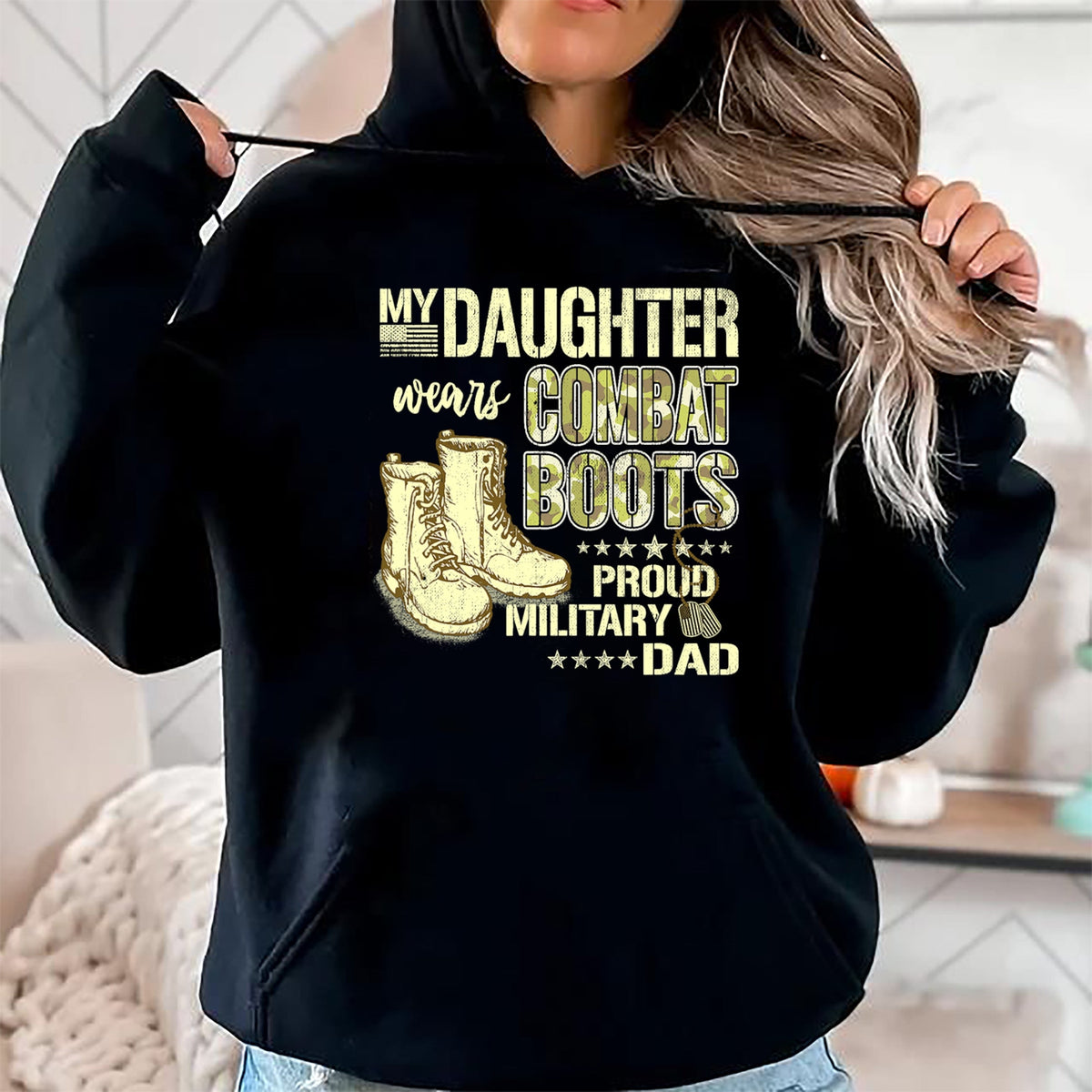 Gift for Dad Shirt, Funny Dad Unisex T-Shirt/Hoodie/Sweatshirt HLT00 – My Daughter Wears Combat Boots - Proud Military Dad Father T-Shirt